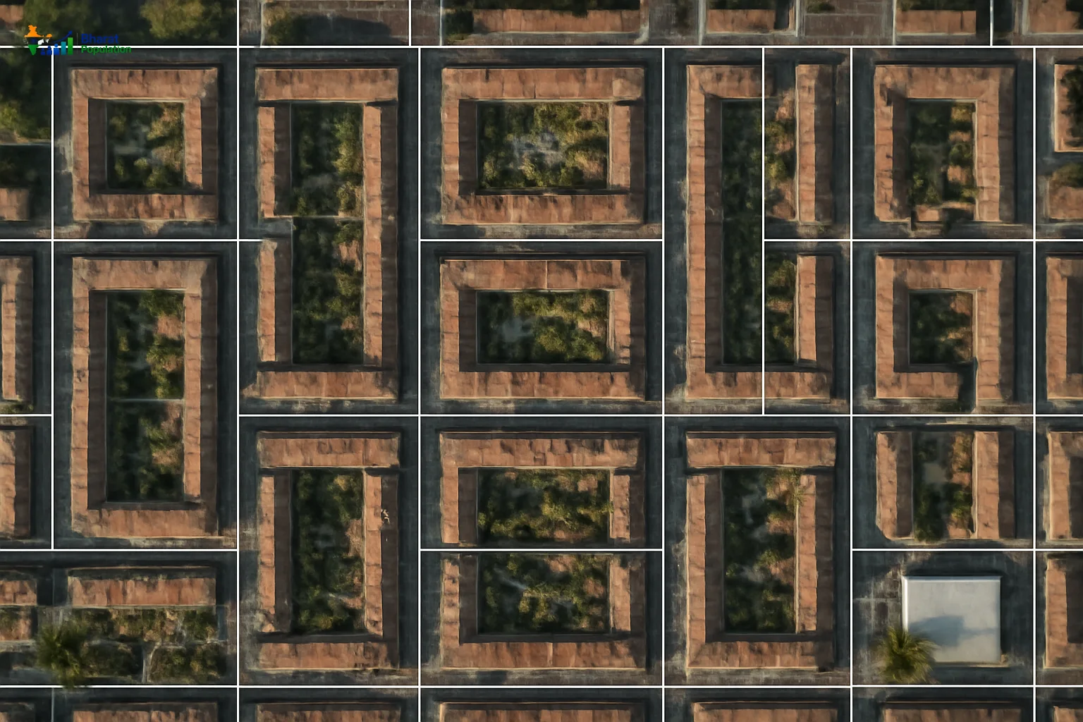 Satellite image of urban houselisting blocks