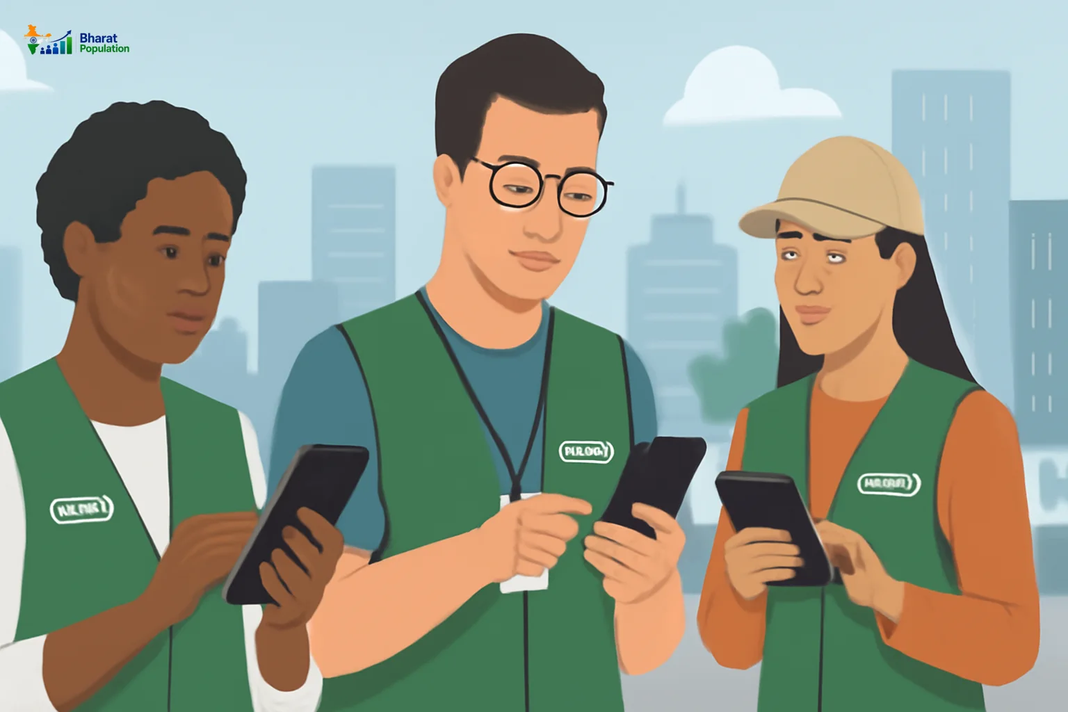 Census enumerators using mobile apps for data collection